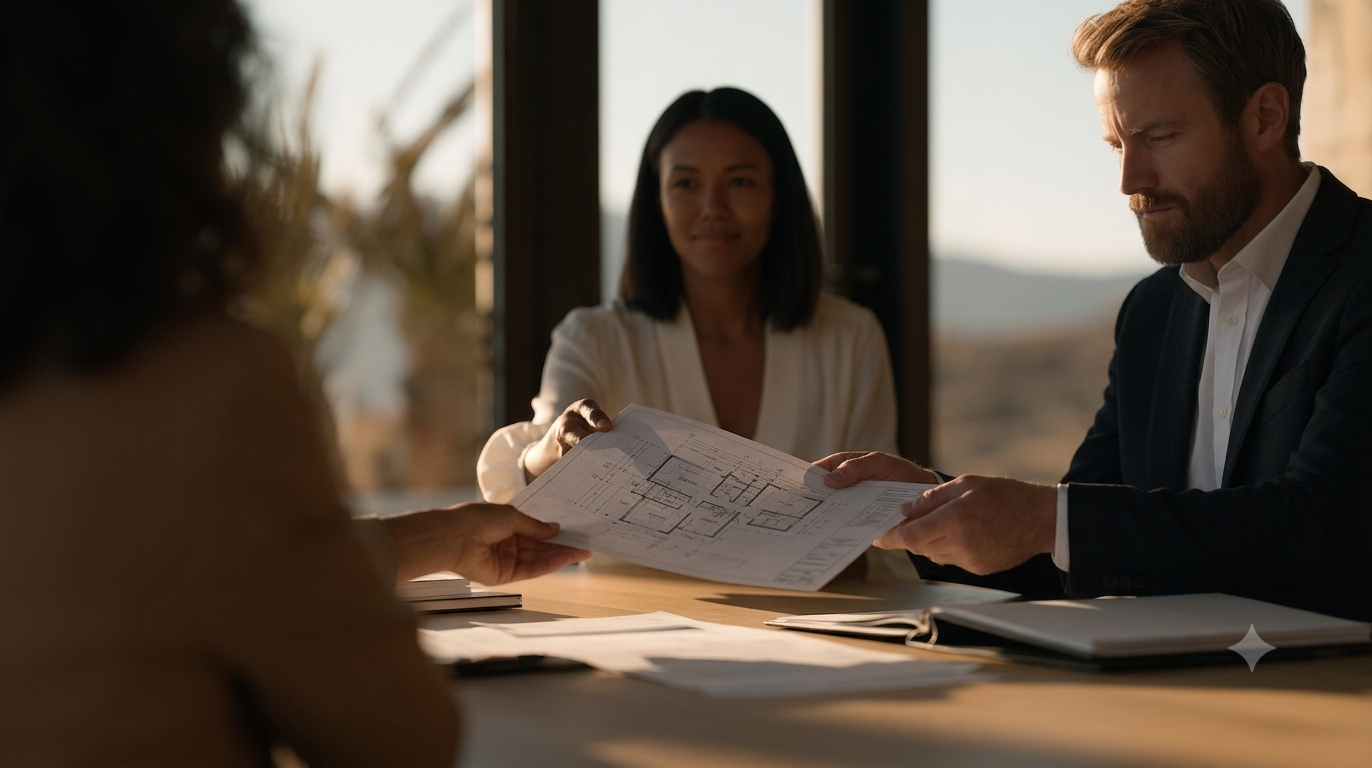 Table covered with deed transfer documents and title insurance binders